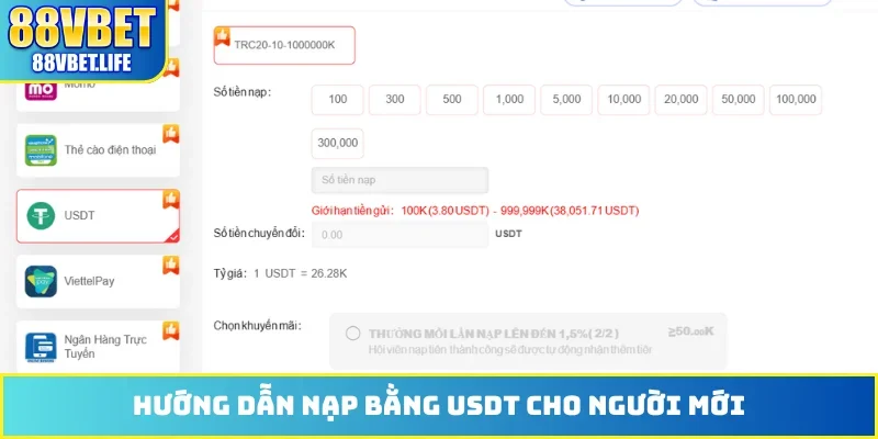 Nạp Tiền 88VBET - Hướng Dẫn Thanh Toán Nhận Ưu Đãi Sốc - SIBK